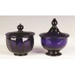 Two Cobalt Blue Covered Sugar Bowls. Two Cobalt Blue Covered Sugar Bowls. 19th century. Ht. 6"