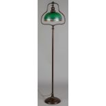 Fine Steuben Deep Green Aurene Lamp on a Handel Harp Lamp Base. Fine Steuben Deep Green Aurene