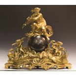 French Gilt and Patinaed Bronze Clock. French Gilt and Patinaed Bronze Clock. Depicting Neptune. 8