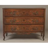 French Three Drawer Fruitwood Chest. French Three Drawer Fruitwood Chest. 18th century. Ht. 38" W
