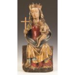 Early Italian Carved and Painted Madonna and Child. Early Italian Carved and Painted Madonna and