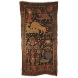 Hamadan Oriental Rug. Hamadan Oriental Rug. Early 20th century. With various figures and animals. 6'