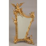 A Fine Gilt Bronze Harp Form Mirror. A Fine Gilt Bronze Harp Form Mirror. 19th century. Cherubs,