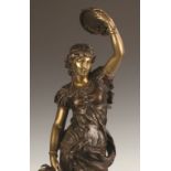 Bronze of a Middle Eastern Woman with Tambourine and Goat. Bronze of a Middle Eastern Woman with