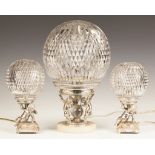 Pairpoint Silver Plated Lamps on Cut Glass Bases. Pairpoint Silver Plated Lamps on Cut Glass