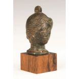 Cast Bronze Roman Head of a Lady. Cast Bronze Roman Head of a Lady. Ht. 3 1/2" W 2 1/4".