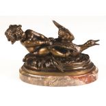 Auguste Moreau (French, 1826-1897) Bronze of a Putti and Goose. Auguste Moreau (French, 1826-1897)