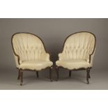 Pair of French Bergere Chairs. Pair of French Bergere Chairs. Circa 1900. White leather. Ht. 31 1/2"