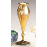 Tiffany Ribbed Gold Iridescent Vase. Tiffany Ribbed Gold Iridescent Vase. Early 20th century. Signed