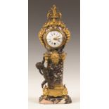 French Miniature Marble and Gilt Bronze Clock. French Miniature Marble and Gilt Bronze Clock. 19th