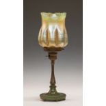 Tiffany Studios Table Lamp. Tiffany Studios Table Lamp. Iridescent shade with feather decoration &