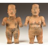 Pair of Early Jalisco Guardian Figures. Pair of Early Jalisco Guardian Figures. Terra cotta. Ht. 22"