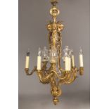 Fine Gilt Bronze and Cut Crystal Chandelier. Fine Gilt Bronze and Cut Crystal Chandelier. C. 1900.