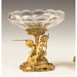 French Gilt Bronze and Cut Glass Compote. French Gilt Bronze and Cut Glass Compote. 19th Century.