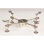 English Sterling Silver Dish Cross. English Sterling Silver Dish Cross. Shell feet and holders. 17