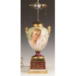Vienna Vase with Portraits. Vienna Vase with Portraits. Vase Ht. 16". Has been drilled for a lamp.