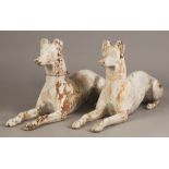 Pair of Cast Iron Whippets, Probably J.W. Fiske, NY. Pair of Cast Iron Whippets, Probably J.W.