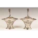 Silver Reticulated Baskets with Cherubs and Glass Liners. Silver Reticulated Baskets with Cherubs