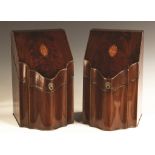 A Fine Pair of Federal Figured Mahogany Inlaid Knife Boxes. A Fine Pair of Federal Figured