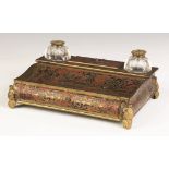 Brass and Bronze Boulle Desk Set with Drawer. Brass and Bronze Boulle Desk Set with Drawer. 19th