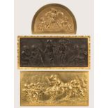 Three Cast Bronze Plaques. Three Cast Bronze Plaques. Cast bronze plaque with putti and musical