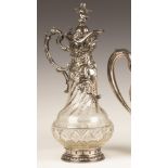 Silver Mounted Cut Crystal Ewer. Silver Mounted Cut Crystal Ewer. 19th century. 800 silver. Ht. 16".