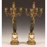 Pair of French Marble and Gilt Bronze Candelabras. Pair of French Marble and Gilt Bronze