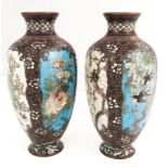 Fine Pair of Japanese Cloisonné Vases. Fine Pair of Japanese Cloisonné Vases. Meiji period. With