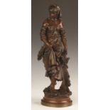 Eutrope Bouret (French, 1833-1906) Bronze of a Lady with Sheaves of Wheat. Eutrope Bouret (French,