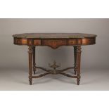 French Kingwood & Marquetry Center Table with Drawer. French Kingwood & Marquetry Center Table