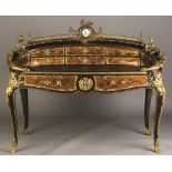 Vernis Marten Decorated Desk with Clock. Kingwood and Vernis Marten Decorated Desk with