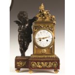 Prosper Roussel French Gilt Bronze and Marble Mantle Clock. Prosper Roussel French Gilt Bronze and