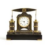 Camerden and Forster, NY, Industrial Clock.19th century. Bronze on marble base, porcelain dial.Minor