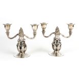 Early Georg Jensen Pair of Sterling Silver Candlesticks.