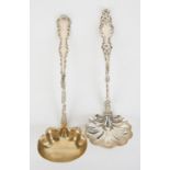 Two Whiting Sterling Silver Ladles.Whiting Lily with shell bowl. Whiting Louis XV. 14.9 ozt. L 12"