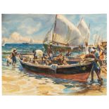 John Whorf (American, 1903-1959) "White Sails" Barbados.Signed lower right, John Whorf. Watercolor/