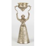 Continental Silver Figural Wedding Cup.14.3 ozt. Ht. 11" Dia. 3 1/2".Estate of Mr. and Mrs. Edwin J.