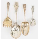 Four Sterling Silver Serving Pieces.L to R: Unknown. Gorham, monogrammed. Tiffany & Co.,