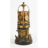 French Industrial Animated Clock, "The Bollard".19th century. Silvered & bronze ship's capstan;