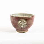 Tatsuzo Shimaoka (Japanese, 1919-2007) Tea Bowl.c. 1963. "Shimaoka Tatsuzo" with red glaze and "O"