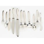 Georg Jensen Extensive Set of Sterling Silver Flatware - Cactus Pattern.160 pieces. 195 ozt.