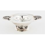 Georg Jensen Sterling Silver Tea Strainer and Bottom Cup.Strainer by Copenhagen Guild of