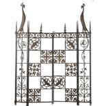 Art Deco Wrought Iron and Brass Gate.With stylized birds and floral motif. Ht. 5' 10" W 52" .