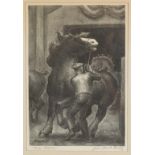 John Steuart Curry (American, 1897-1946) "Prize Stallions".Signed and titled in pencil, John Steuart