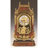 French Boulle and Gilt Bronze Mantel Clock.19th century. 8 day time and strike spring driven brass