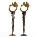 Albert Paley (American, B. 1944) Two Similar Candlesticks.Signed Albert Paley 1994. Steel and