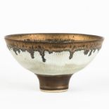 Lucie Rie (English, 1902-1995) Hand Thrown and Decorated Bowl with Manganese Edge and Foot.Signed