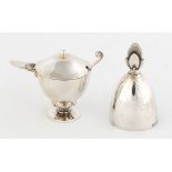 Georg Jensen Sterling Silver Cactus Mustard Pot and Bell.Mustard #36. 4.9 ozt. Max. Ht. 3".