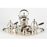 Georg Jensen Six Piece Sterling Silver Tea Set with Tray.Designed by Johan Rhode #251. 264 ozt. Max.