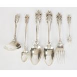 Wallace Sterling Silver Flatware - Grand Baroque Pattern.21 pieces, 28 ozt weighable. 8 iced tea